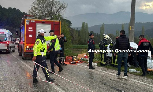 Acıpayam'da Trafik Kazası Bir Ölü Üç Yaralı